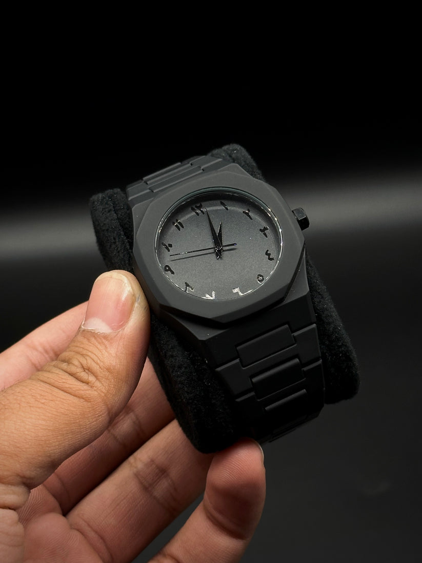 Men’s Arabic Aura Watch with Black Luxury Dial & Arabic Numerals