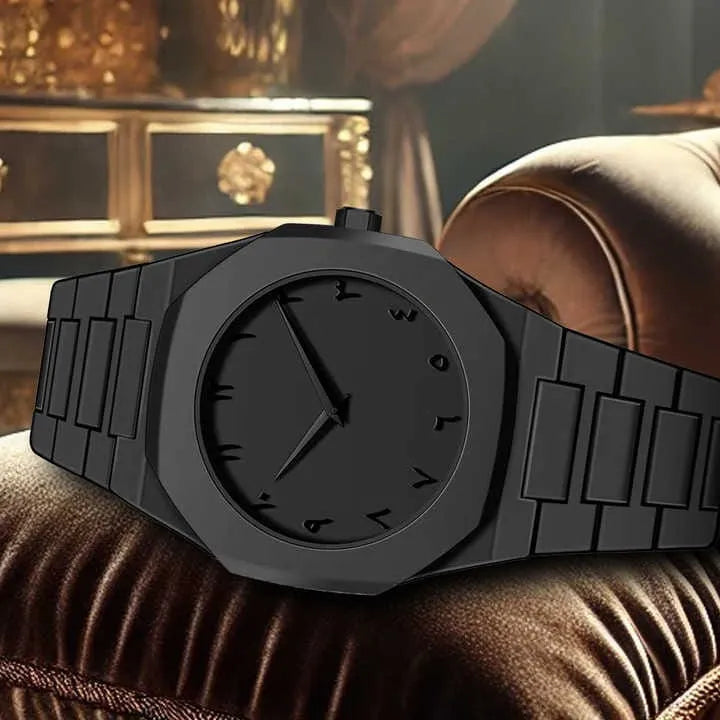 Men’s Arabic Aura Watch with Black Luxury Dial & Arabic Numerals