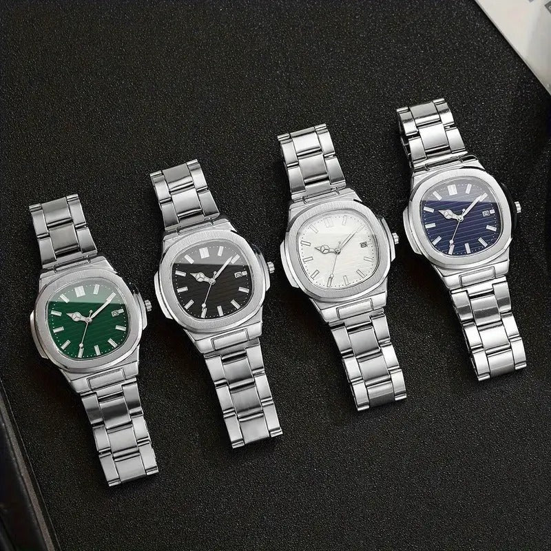 Square Scale Calendar Dial Quartz Wristwatch