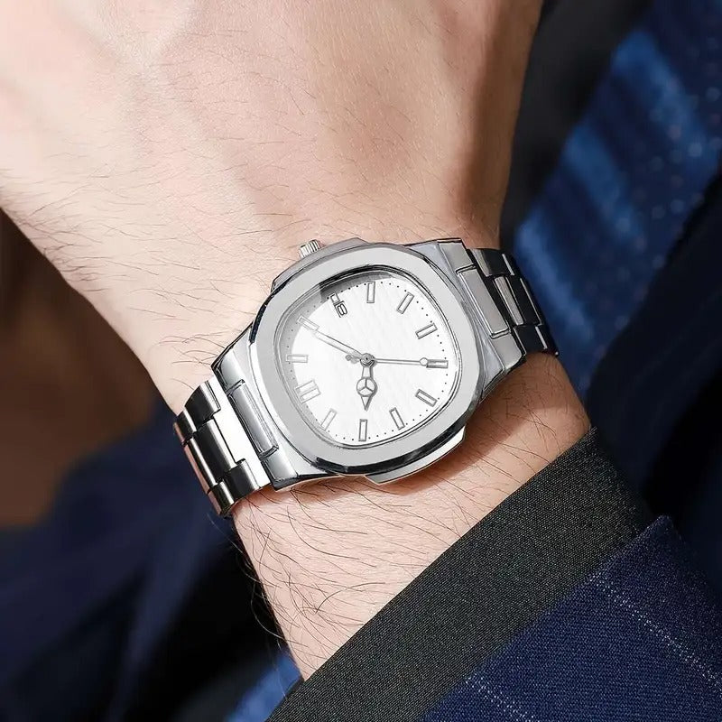Square Scale Calendar Dial Quartz Wristwatch