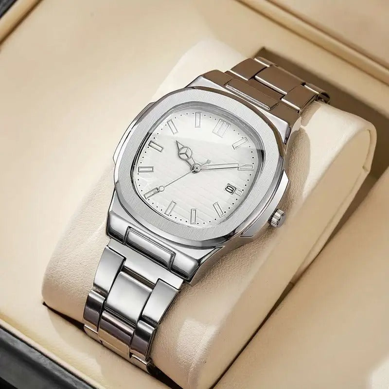 Square Scale Calendar Dial Quartz Wristwatch