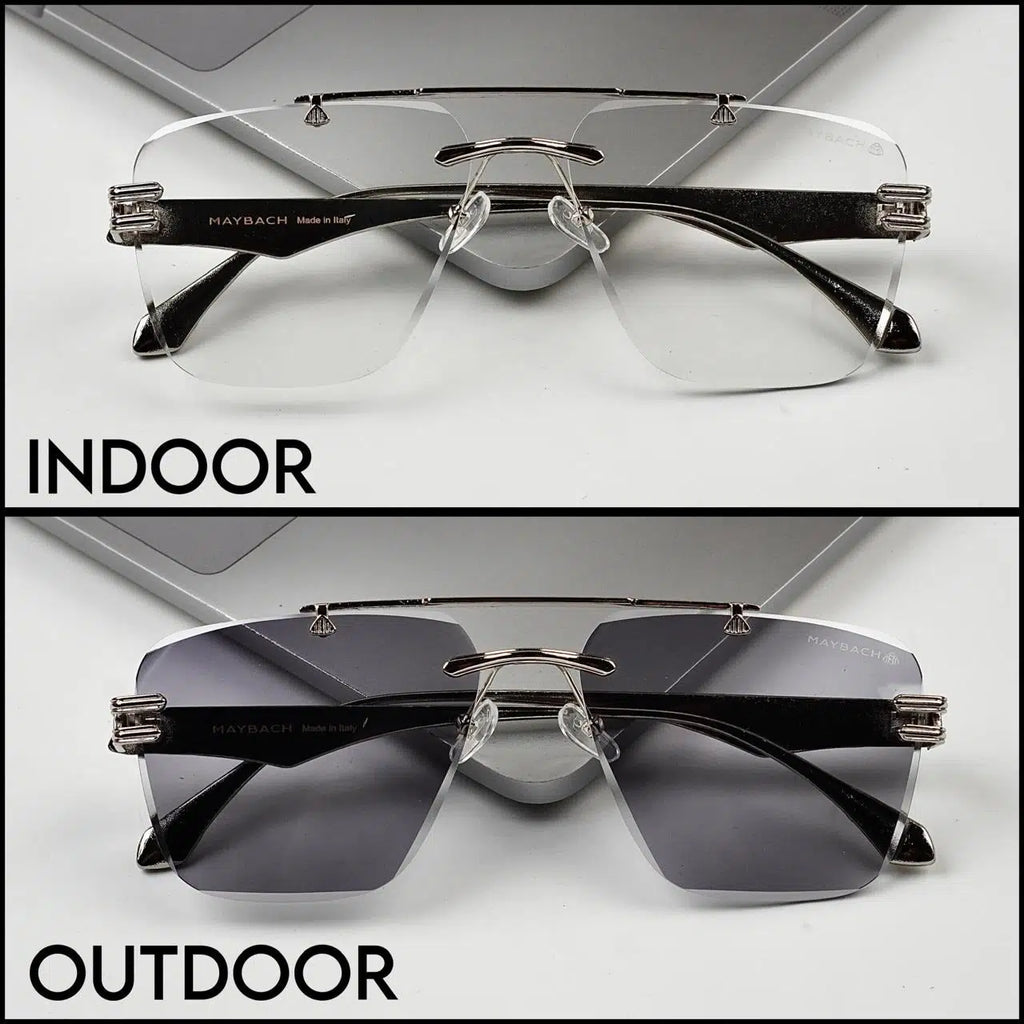 RIMLESS TRANSITION BLACK SUNGLASSES