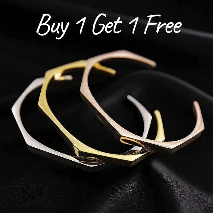 Stainless Steel Hexagon Cuff Bangle